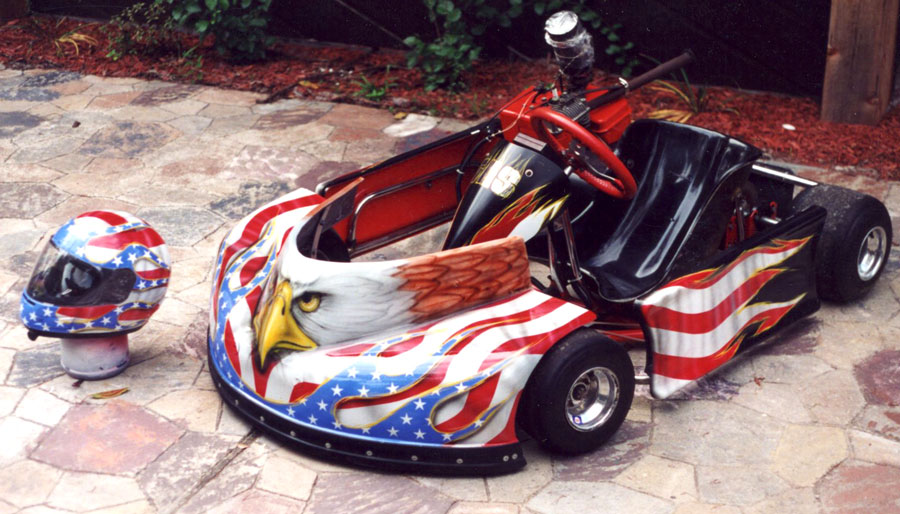 eagle flag airbrush on race cart